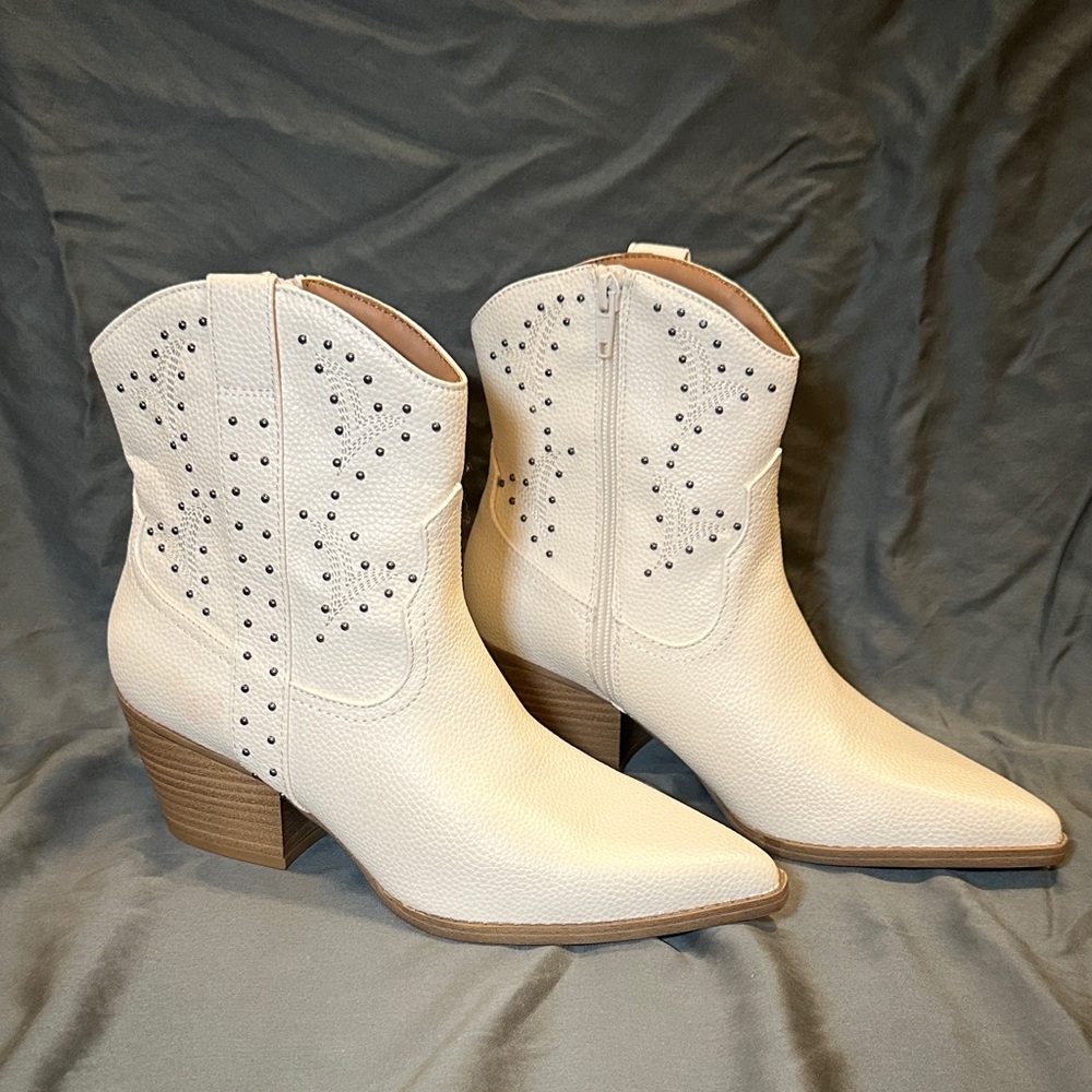 Target White Ankle Booties with Studded Design